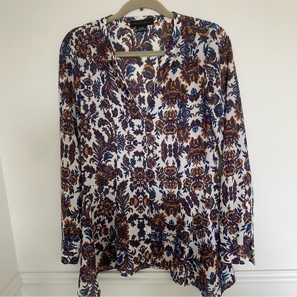 ANTHROPOLOGIE Sanctuary Paisley Print 90s Style Button Up Long Sleeve Blouse XS - Picture 2 of 8
